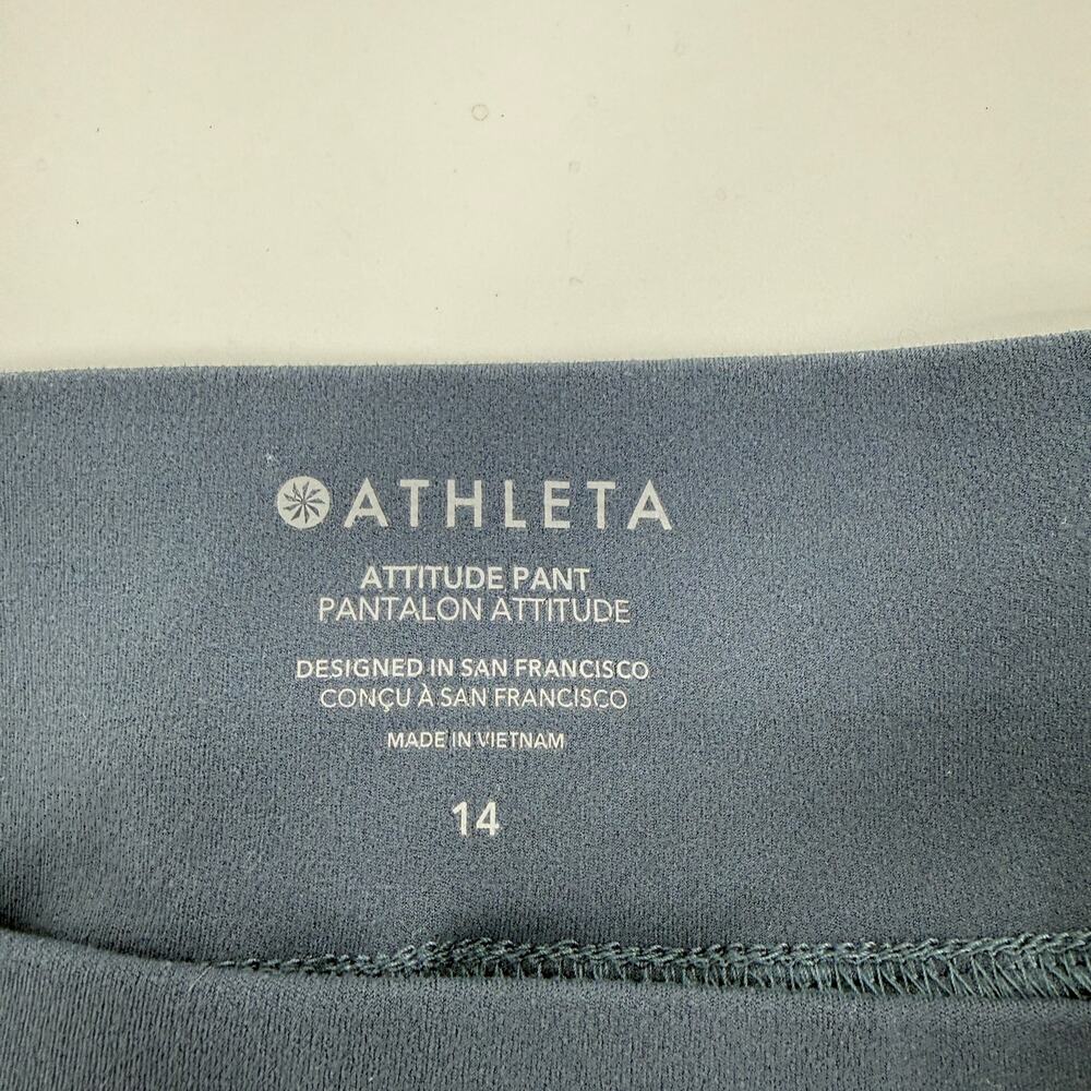 ATHLETA Attitude Jogger Pant Ruched Sz 14 Blue Grey Lightweight Athleisure Yoga - Picture 5 of 11